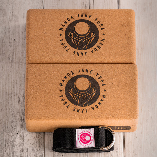 Cork Yoga Block Bundle – Includes Free Cotton Yoga Strap
